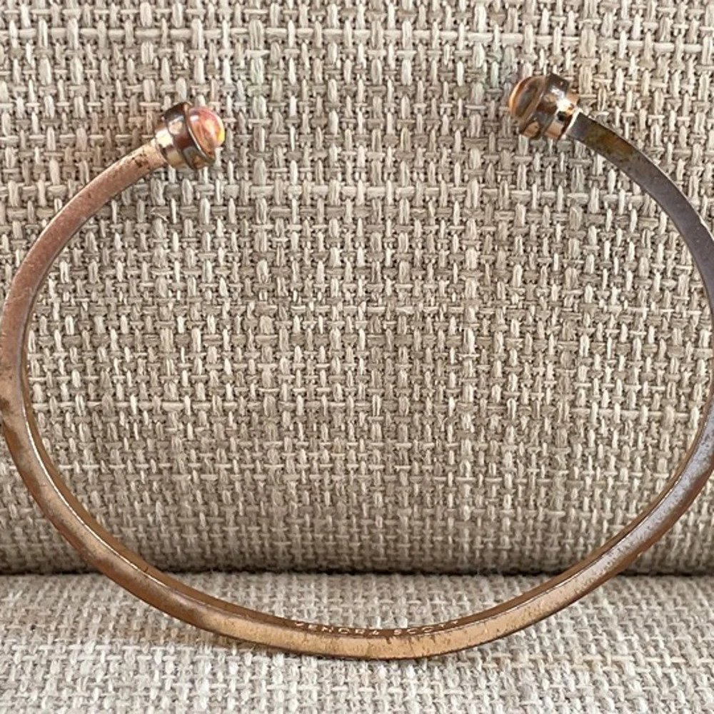 Kendra Scott Bracelet Antique Thin Cuff Wrist Band Bangle Gold Tone Jewelry - Picture 10 of 10